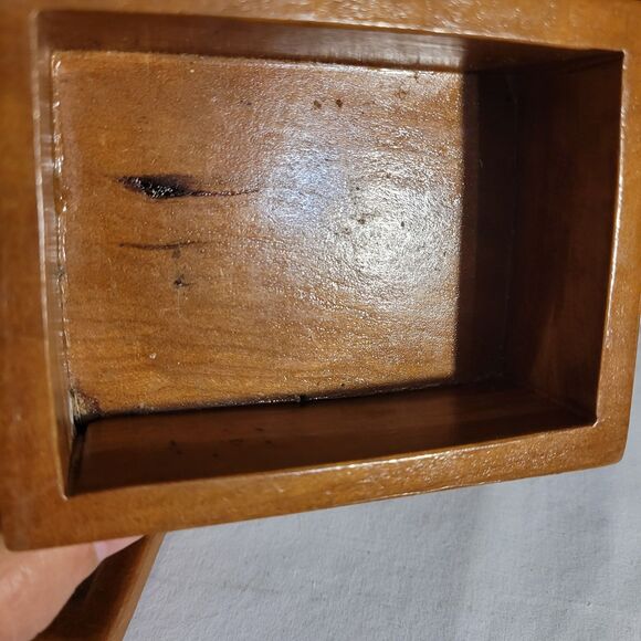 Stained Sm Wood Trinket Box Inlay Teddy Bear Handmade Signed - Picture 10 of 10